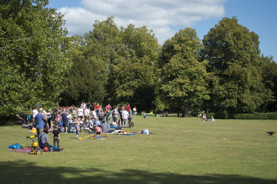 Group of people playing in park