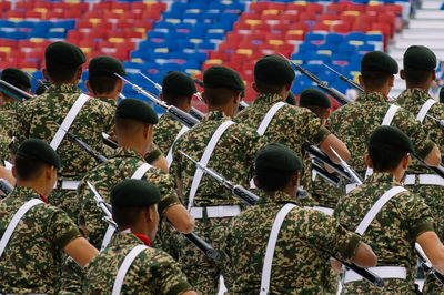 Army soldiers with rifle during parade