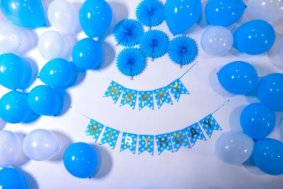 High angle view of multi colored balloons