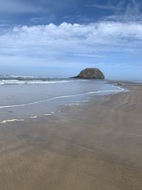 Scenic view of beach against sky