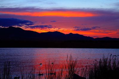 Scenic view of lake during sunset