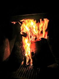 Close-up of bonfire at night