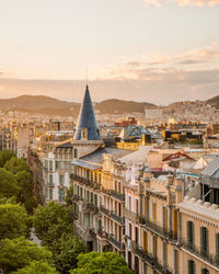 High angle view of buildings in city