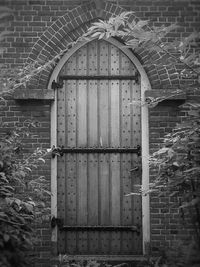 Closed door of house