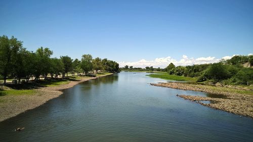 Scenic view of river against clear sky