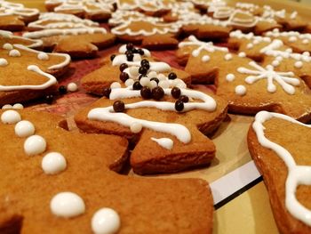 High angle view of cookies