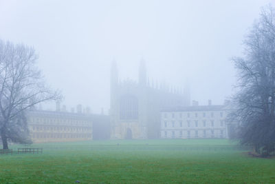 Built structure in foggy weather