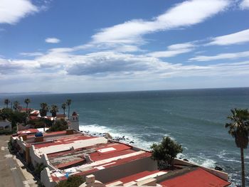 High angle view of sea against sky