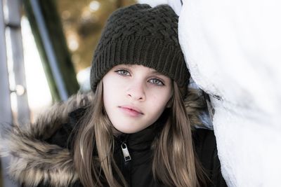 Portrait of girl in snow