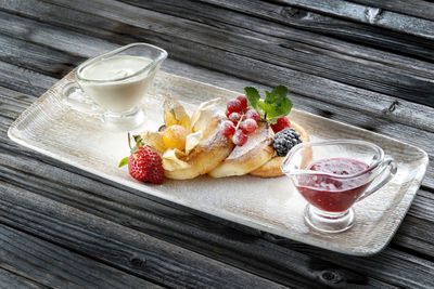 High angle view of food on table