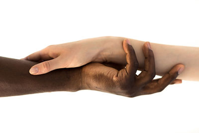 Close-up of man over white background