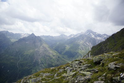 Scenic view of mountains against sky