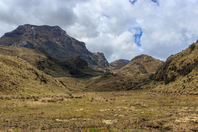 Scenic view of rocky mountains against sky