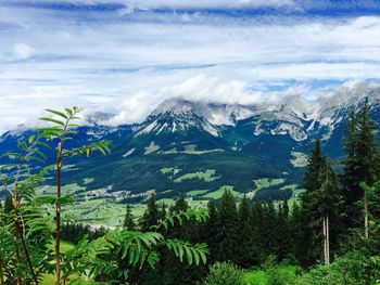 Scenic view of mountains against sky