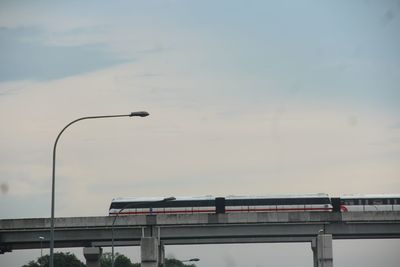 Low angle view of bridge against sky in city