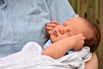 Close-up of mother and baby