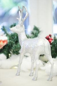 Close-up of deer statue during christmas