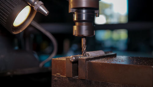 Close-up of milling machine process