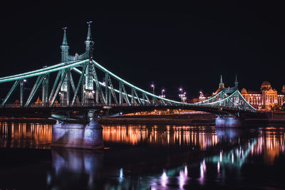 Liberty bride - szabadság híd - in budapest over the river danube by nightlight