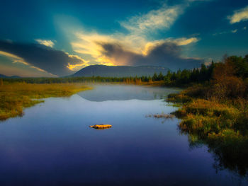 Scenic view of lake against sky