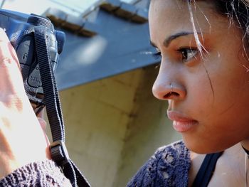 Close-up of beautiful woman
