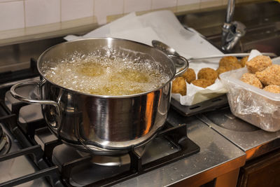 Close-up of food being prepared in kitchen at home