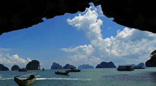 Boat sailing in sea