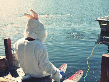 Boat sailing in sea