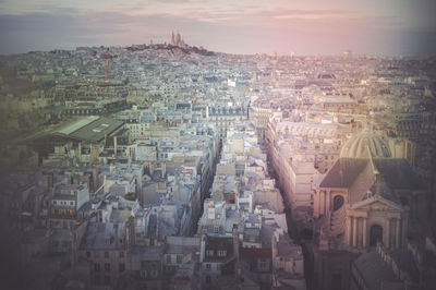 High angle view of cityscape against sky