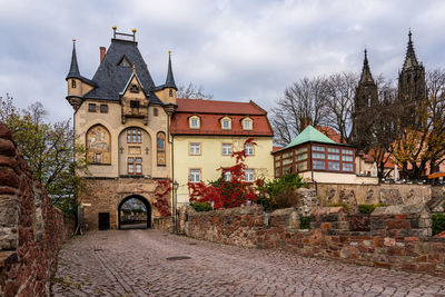 Meissen old town with the middle castle gate