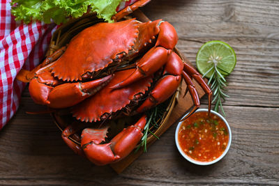 Close-up of seafood on table