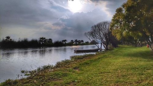 Scenic view of lake against sky