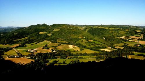 Scenic view of landscape against clear sky