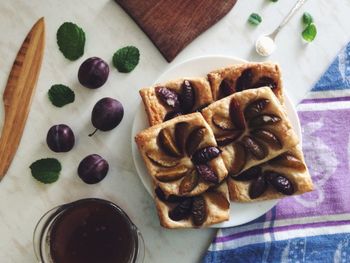 Close-up of baked pastries