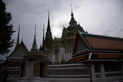 Low angle view of temple building against sky