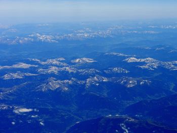 Aerial view of snow covered landscape