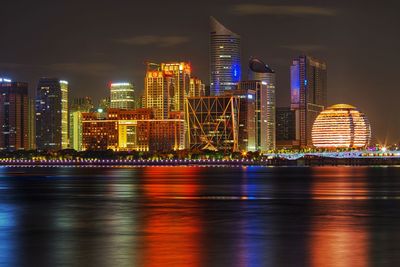Illuminated city at night