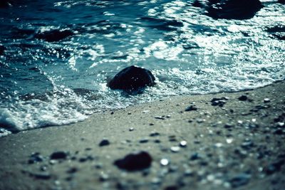 Surface level of rocks at sea shore