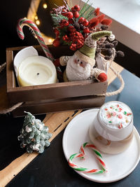 High angle view of cake on table