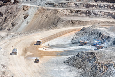 View from above of an open-pit copper mine in chile