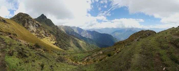 Panoramic view of mountains against sky