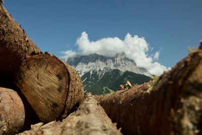 Panoramic view of rocky mountains against sky