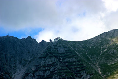 Scenic view of mountains against cloudy sky