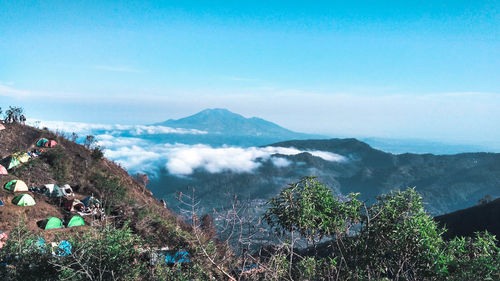 Panoramic view of landscape and mountains against sky