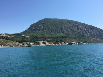 Scenic view of sea against clear sky