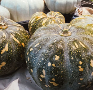 Close-up of pumpkins for sale in market