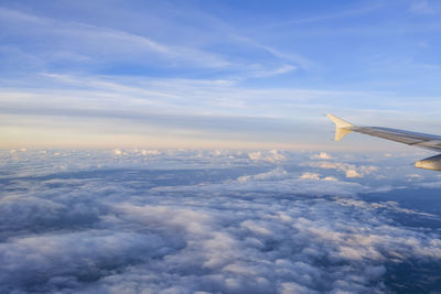 Airplane view of the sky and clouds