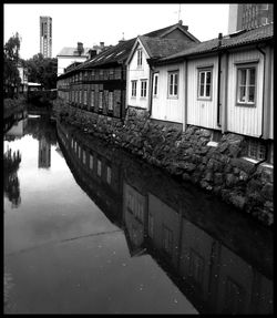 View of canal in city