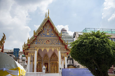 Low angle view of temple against sky