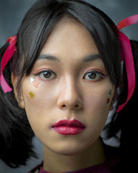 Close-up portrait of beautiful young woman